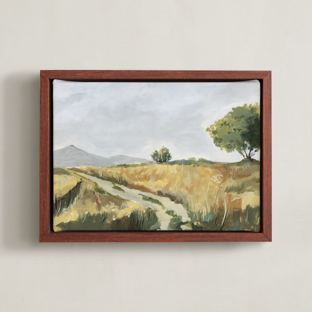"Nature's Beauty" - Art Print in Moss Green by Lucrecia Caporale - Framed Canvas
