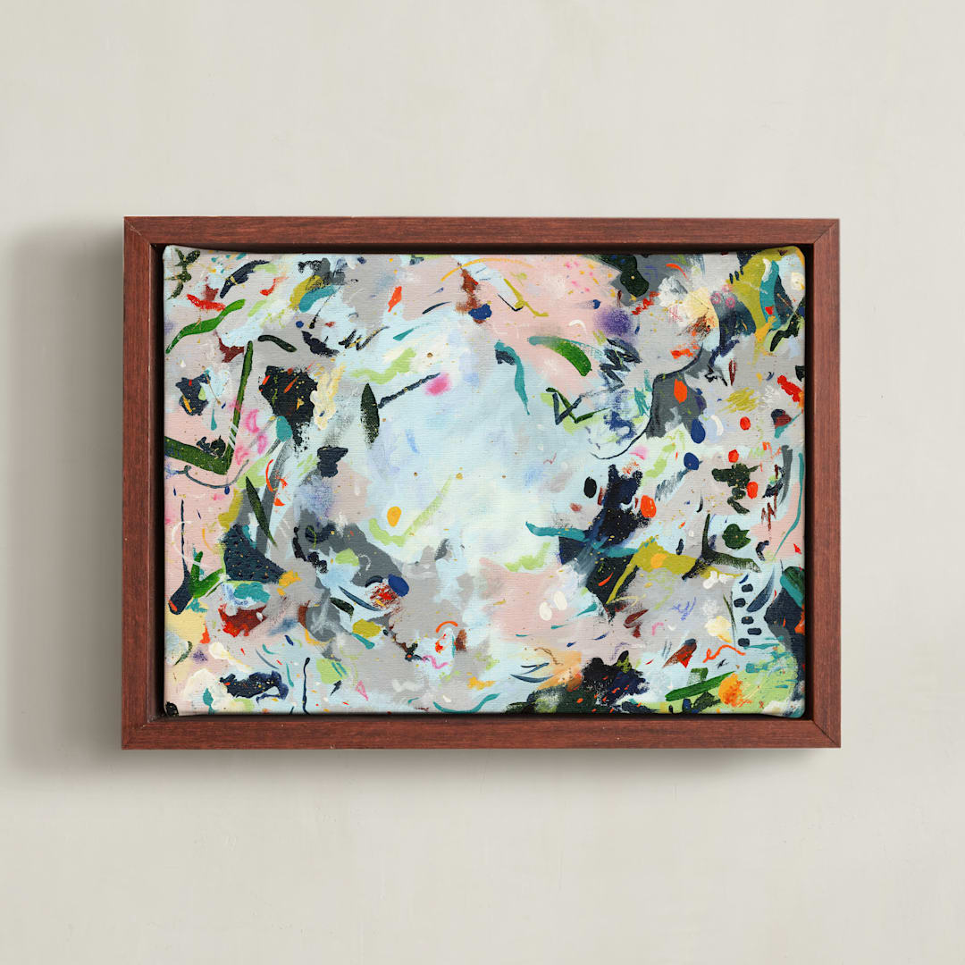 "Confetti Chaos 1" - Art Print in Periwinkle Confetti by Allison Orszak - Framed Canvas