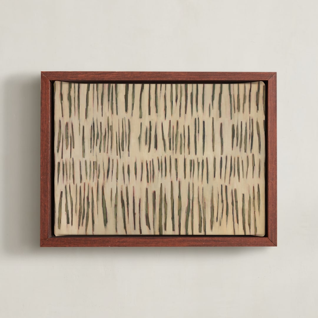"Naive" - Art Print in Neutral Mossy Green by Ashley Armistead - Framed Canvas