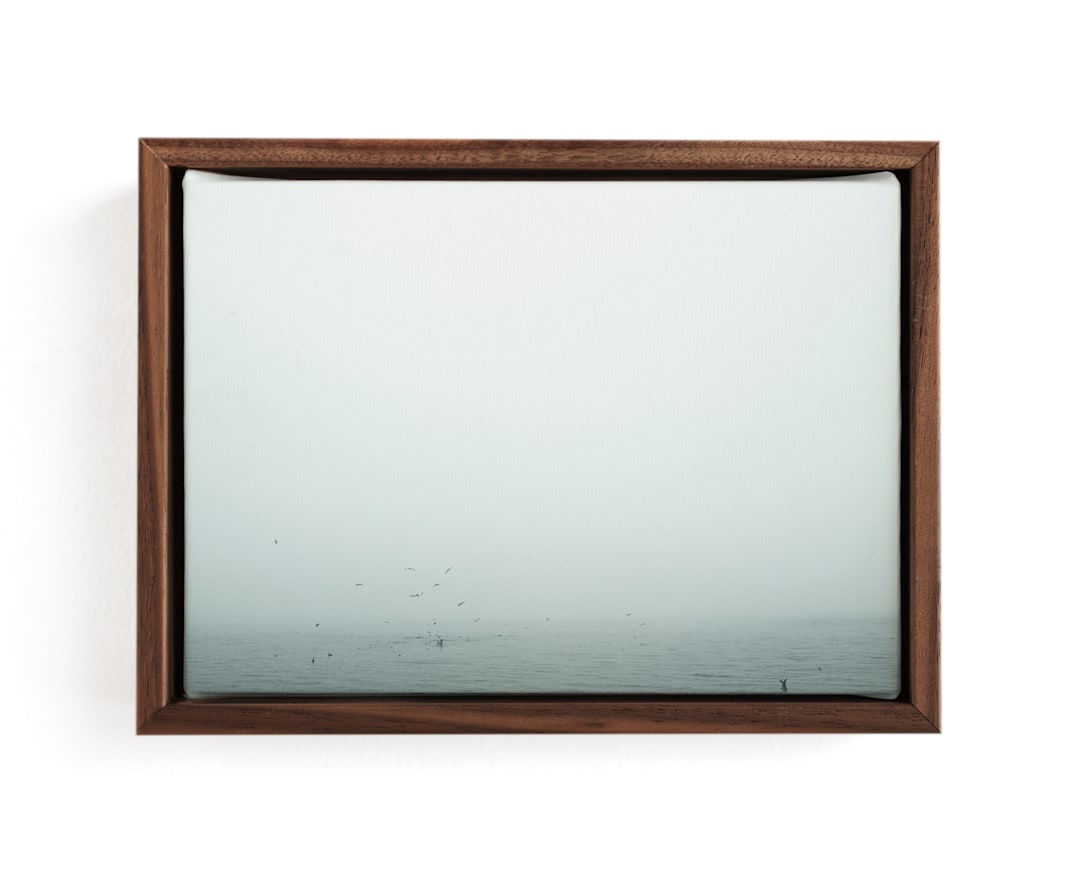 "Birds Diving for Fish" - Art Print in Birds Aqua by Katie Buckman - Framed Canvas