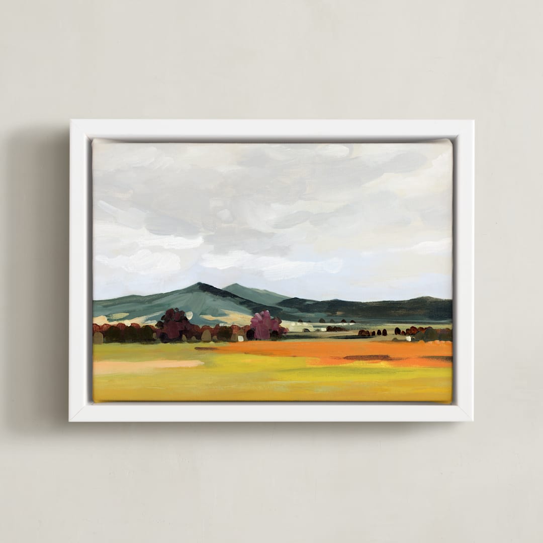 "Morning Breeze" - Art Print in Khaki Cool Green by Shina Choi - Framed Canvas