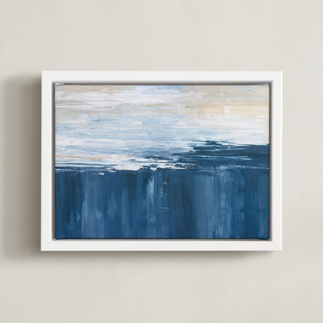 "Sweet Deluge" - Art Print in Deep Blue by Julia Contacessi - Framed Canvas