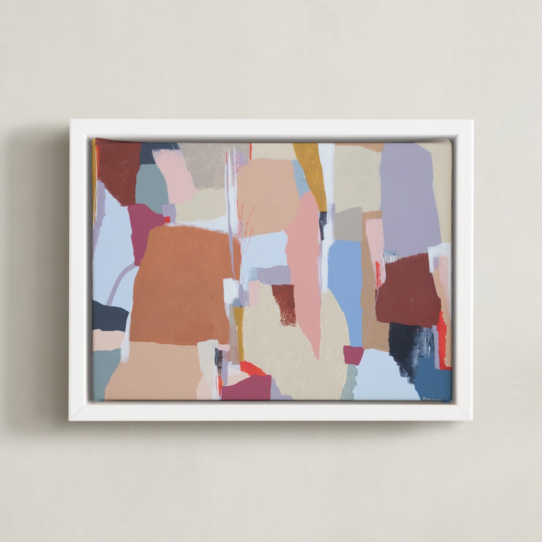 "Everything changes" - Art Print in gold orange by FERNANDA MARTINEZ - Framed Canvas