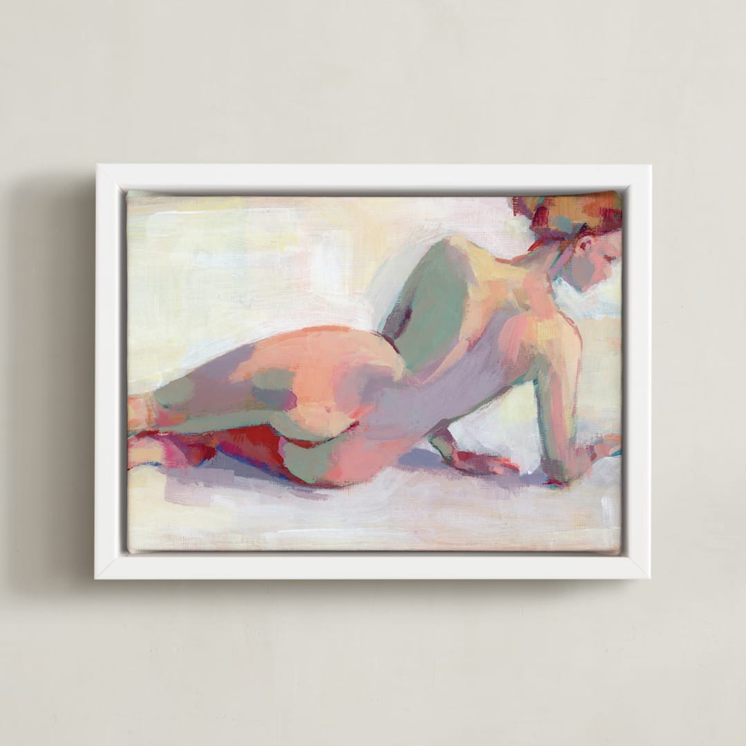 "Sunbather" - Art Print in Lilac by sue prue - Framed Canvas