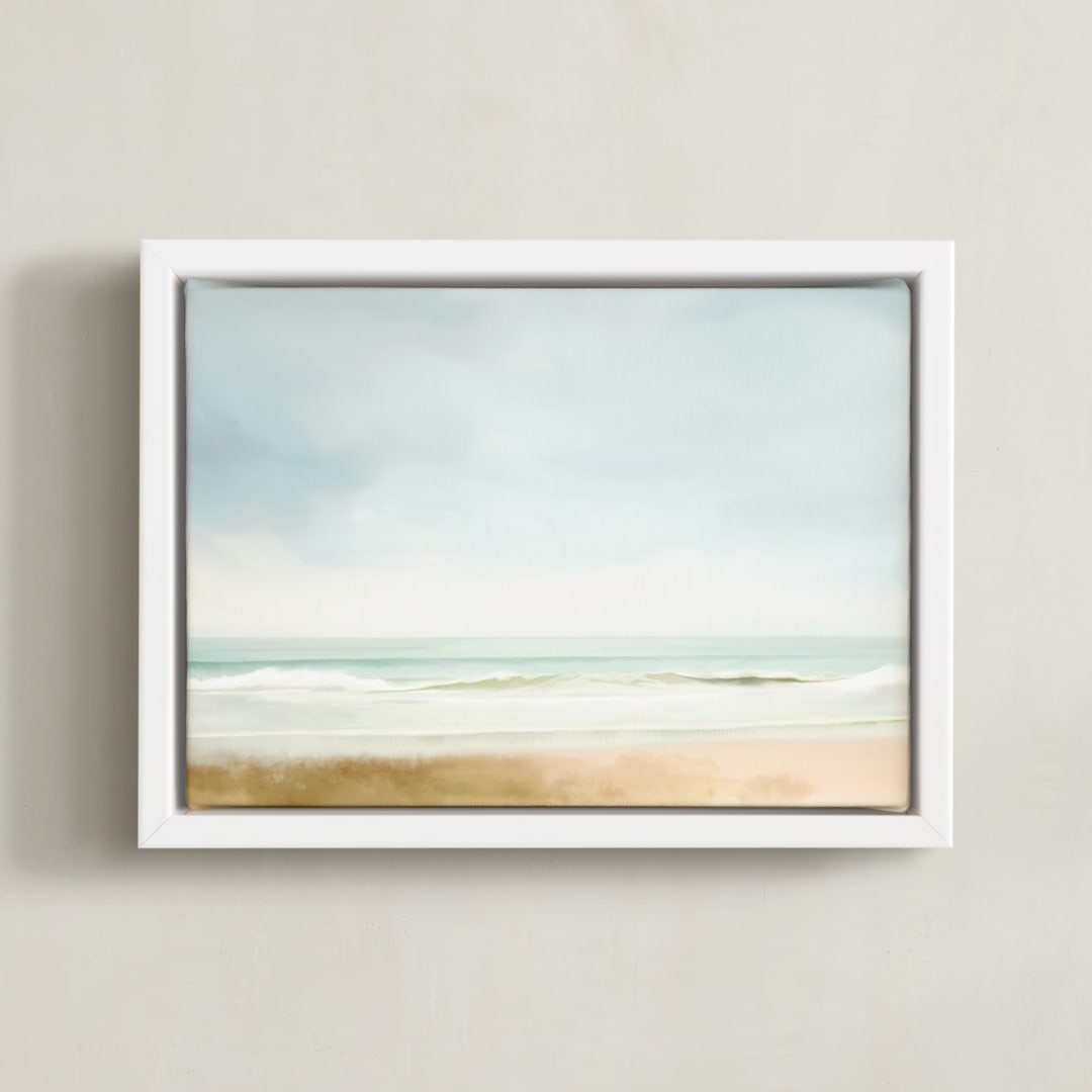 "Carefree" - Art Print in Aqua Blue by Amy Hall - Framed Canvas