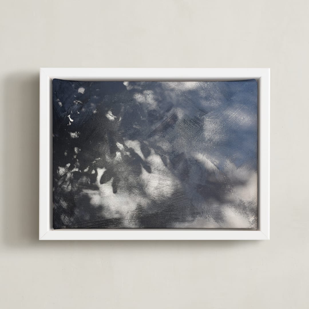 "Completely Captivated" - Art Print in Shadowy Grays by Charlotte Mello Stevenson - Framed Canvas