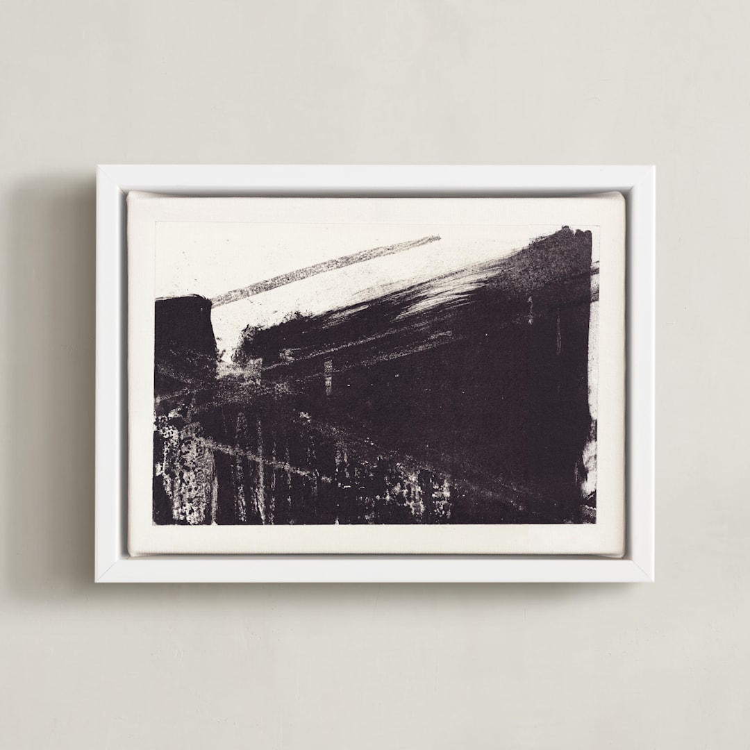 "Modern Lithograph" - Art Print in Black, Brocken White by Marta Crea - Framed Canvas