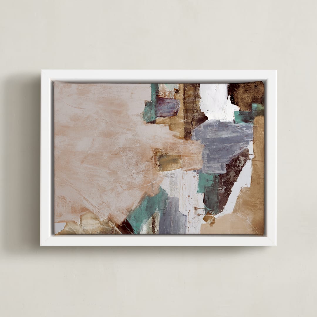 "Desert Sun" - Art Print in Sand by Jen Florentine - Framed Canvas