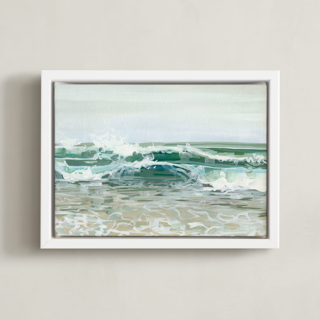 "Soft Break" - Art Print in Pale Aqua by BROOK PAGE - Framed Canvas