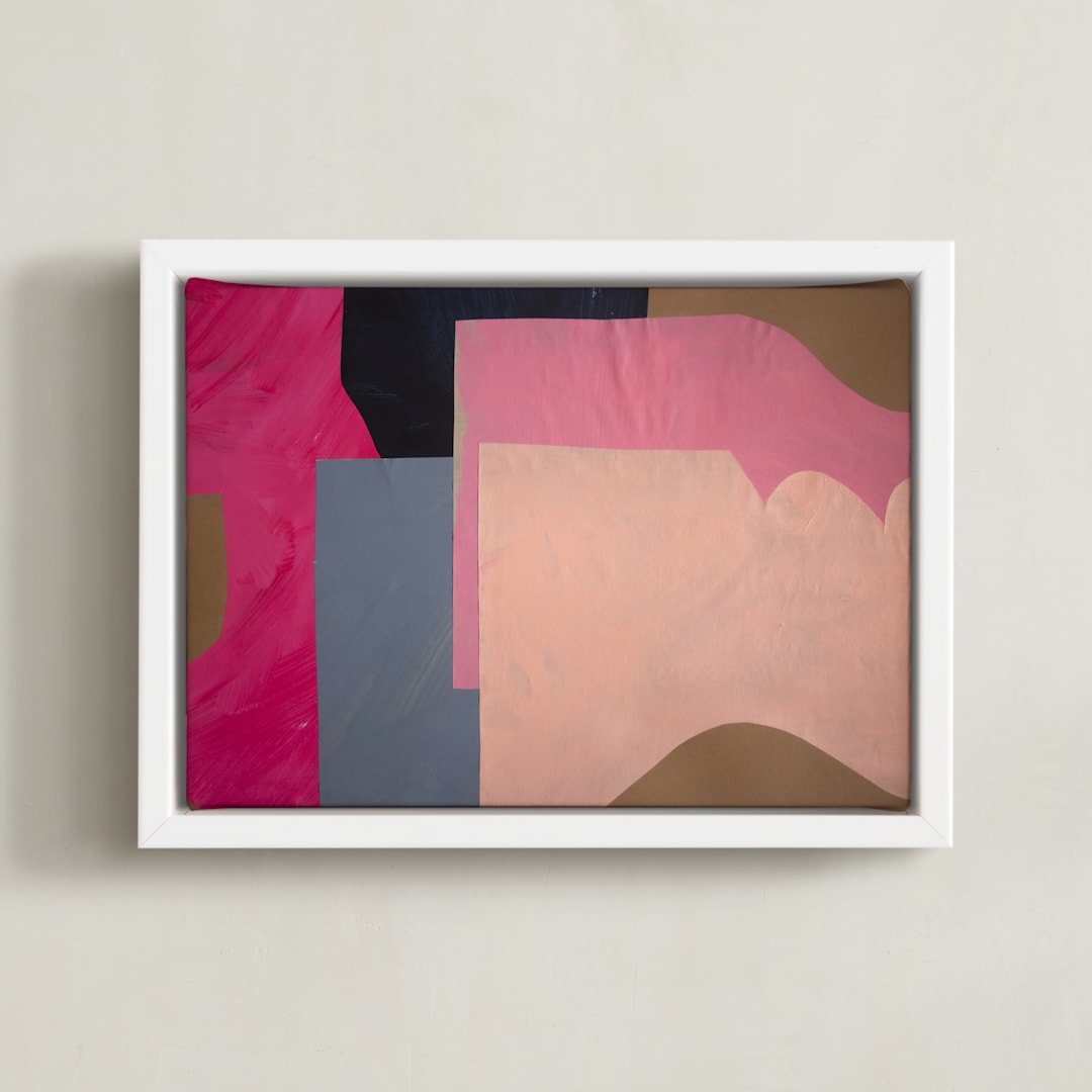 "Pink Lands" - Art Print in Hot Pink by cyrille gulassa - Framed Canvas