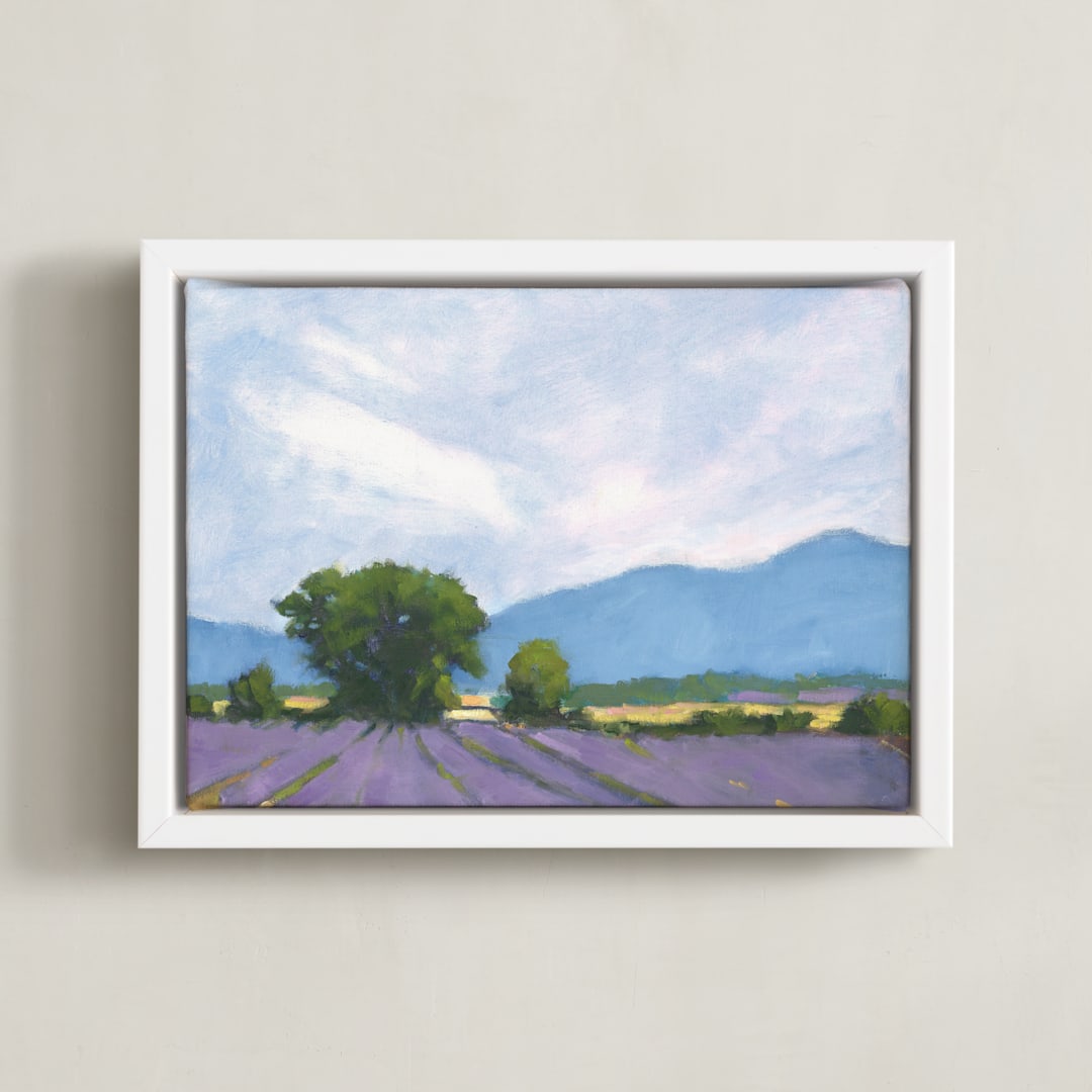 "Lavender fields" - Art Print in Lavender by Marie Stone - Framed Canvas