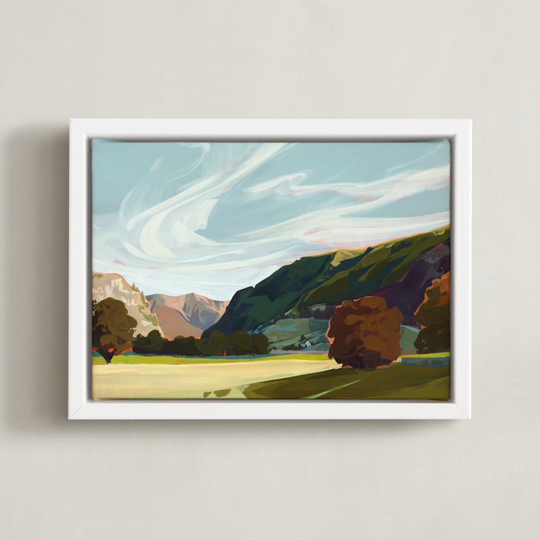"In the Vale and Gale I" - Art Print in Blue Green by Jess Franks - Framed Canvas