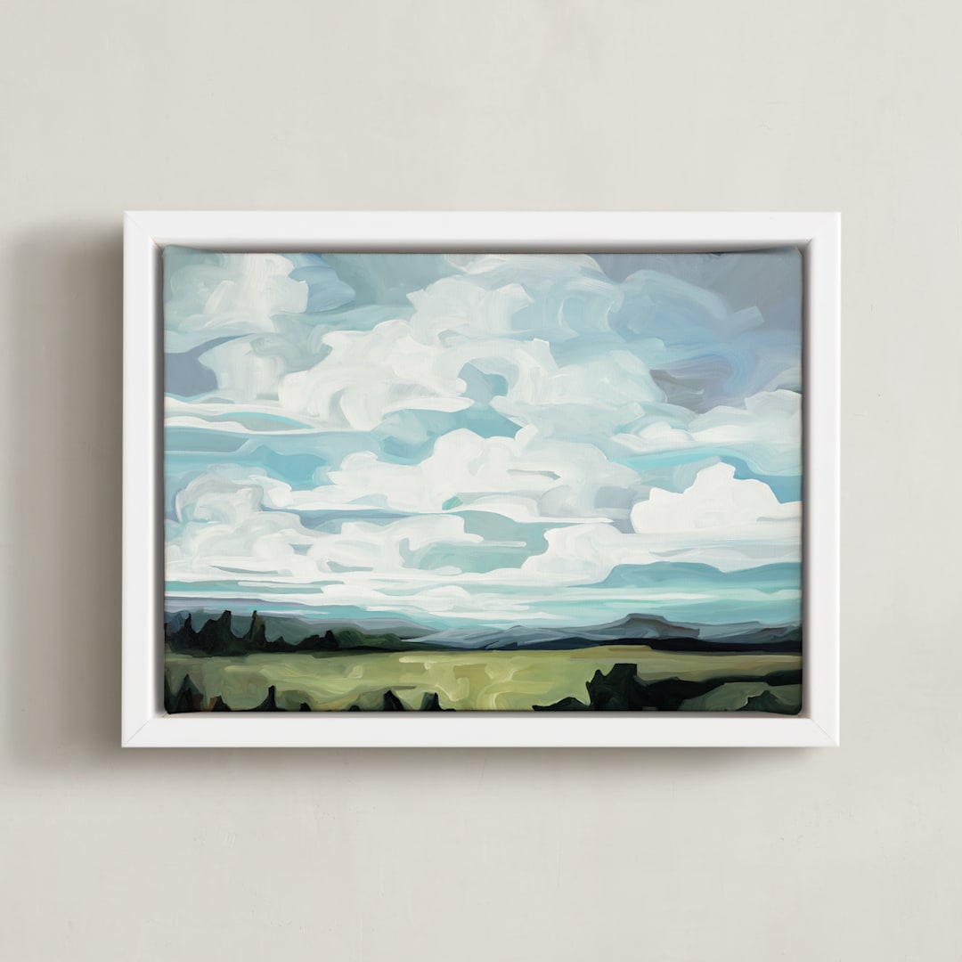 "Breezway" - Art Print in Grey blue by Susannah Bleasby - Framed Canvas