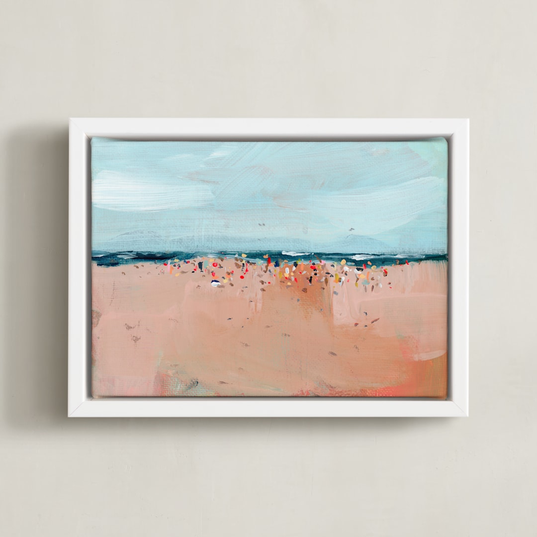 "Busy Beach" - Art Print in Sea by Lindsay Megahed - Framed Canvas