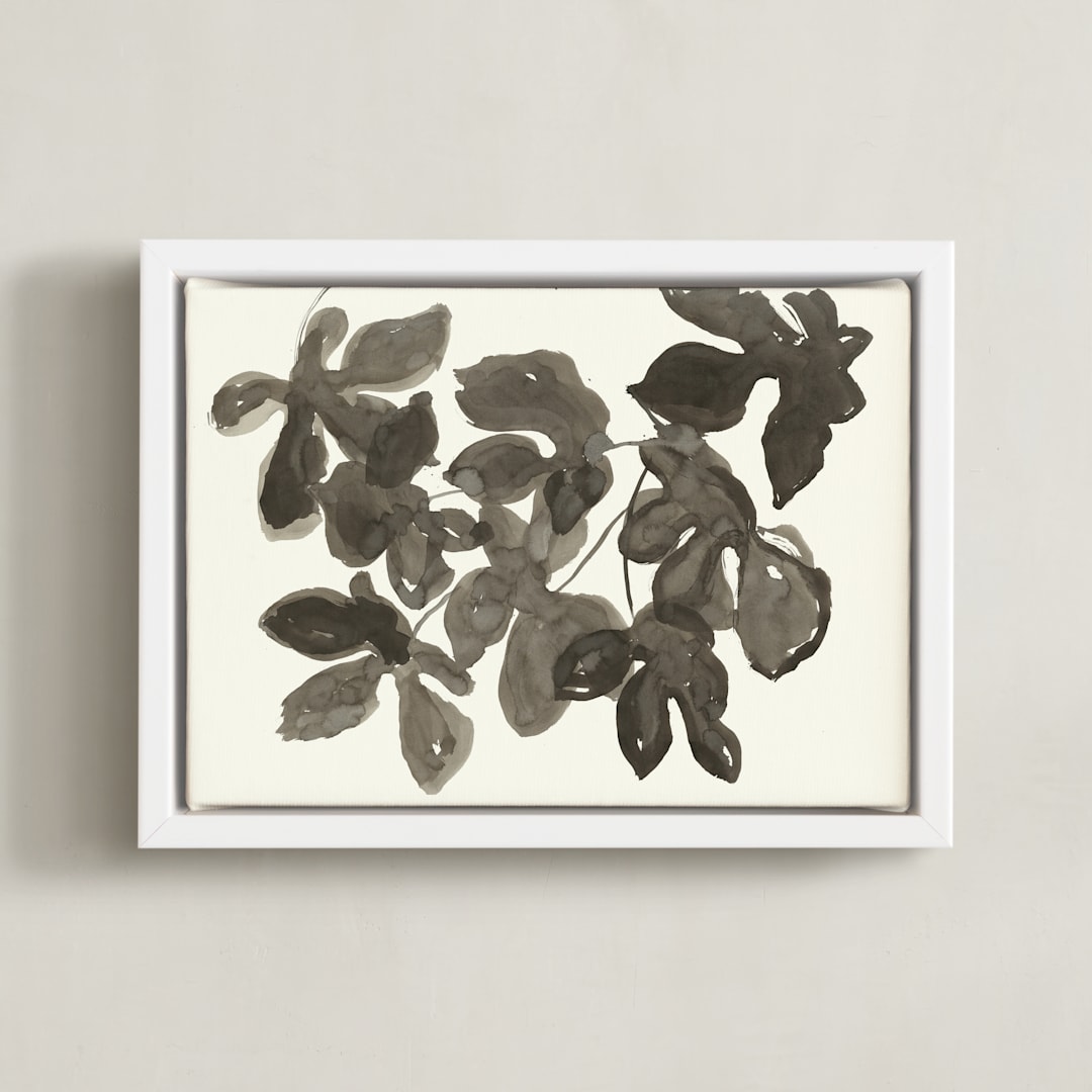 "Light Dappled" - Art Print in Ink Wash Grey Sepia by Lise Gulassa - Framed Canvas