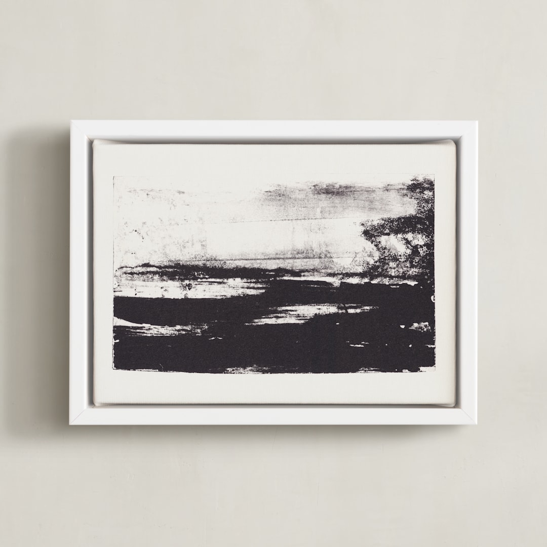 "Abstract Lithograph" - Art Print in Black, White by Marta Crea - Framed Canvas