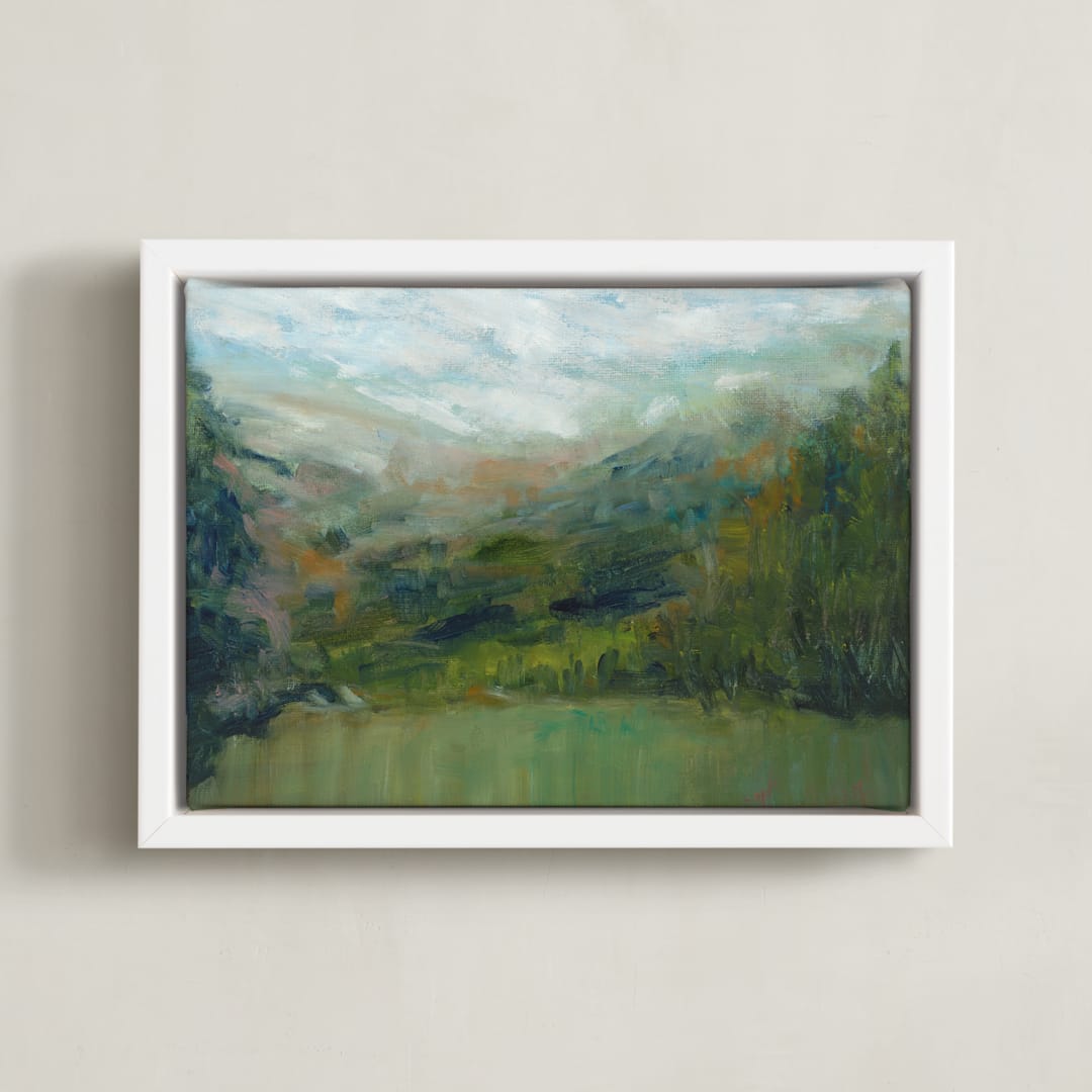 "Loose" - Art Print in Emerald Green by Laura Alvarez - Framed Canvas