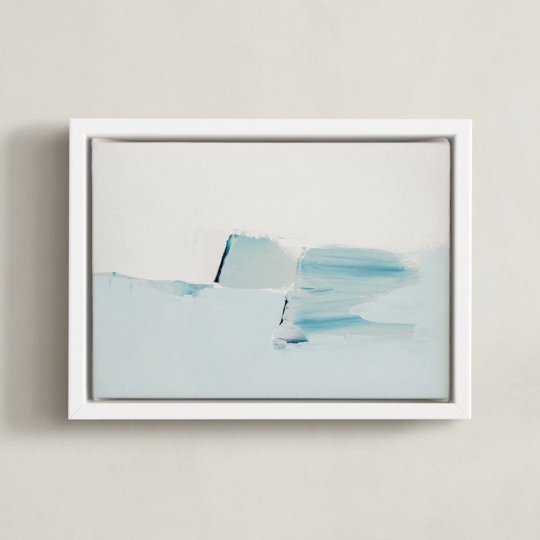 "Sea Spray Landscape" - Art Print in light blue by Caryn Owen - Framed Canvas