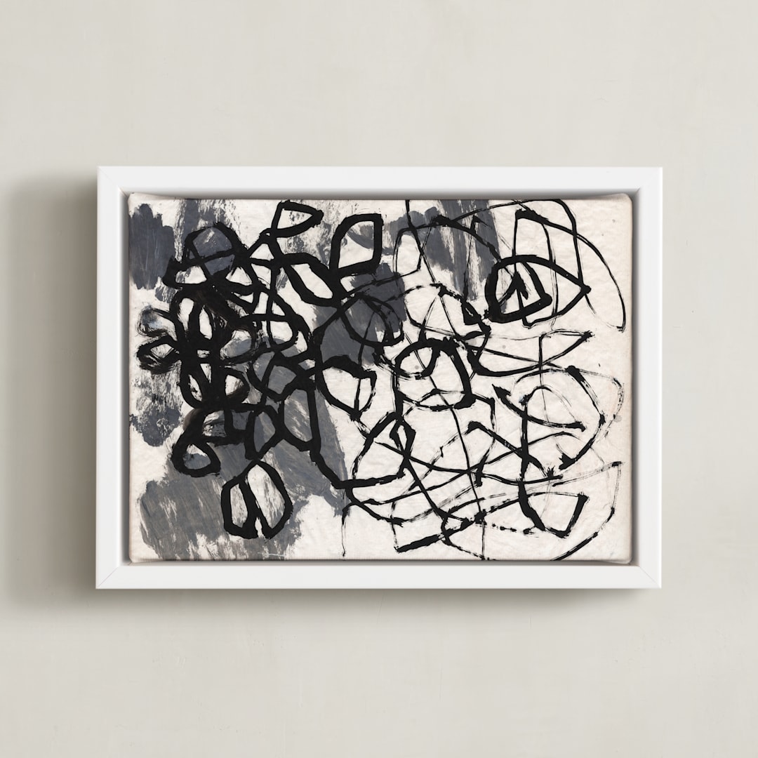 "Wandering" - Art Print in Black by Kristi Visser - Framed Canvas