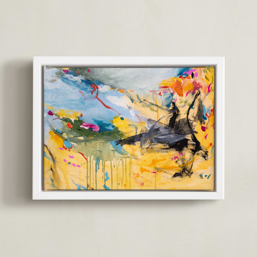 "Perpetual State: 7" - Art Print in Canary by LaDara McKinnon - Framed Canvas