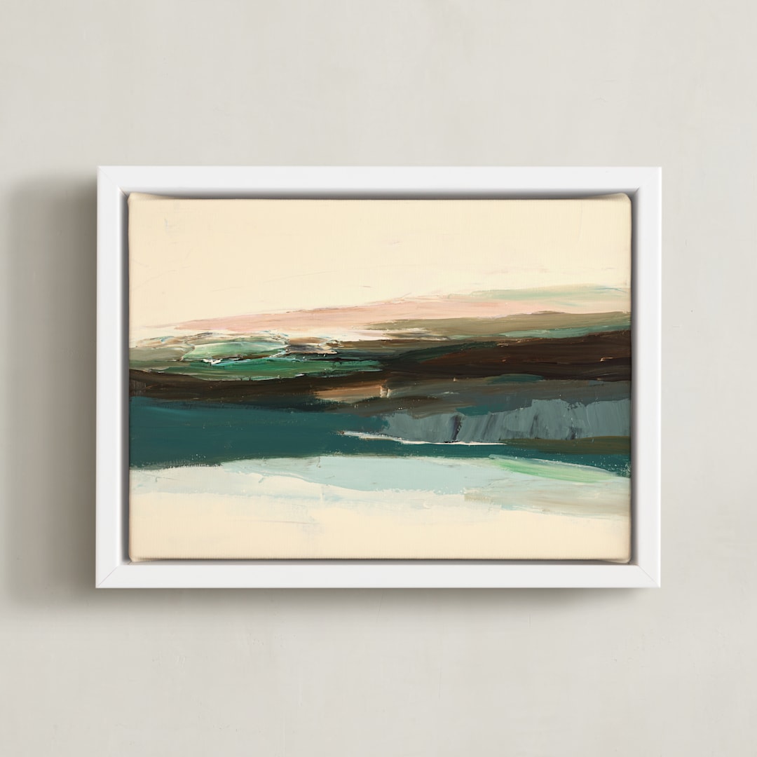 "Tomales Point" - Art Print in Creamy Yellow Beige by Caryn Owen - Framed Canvas