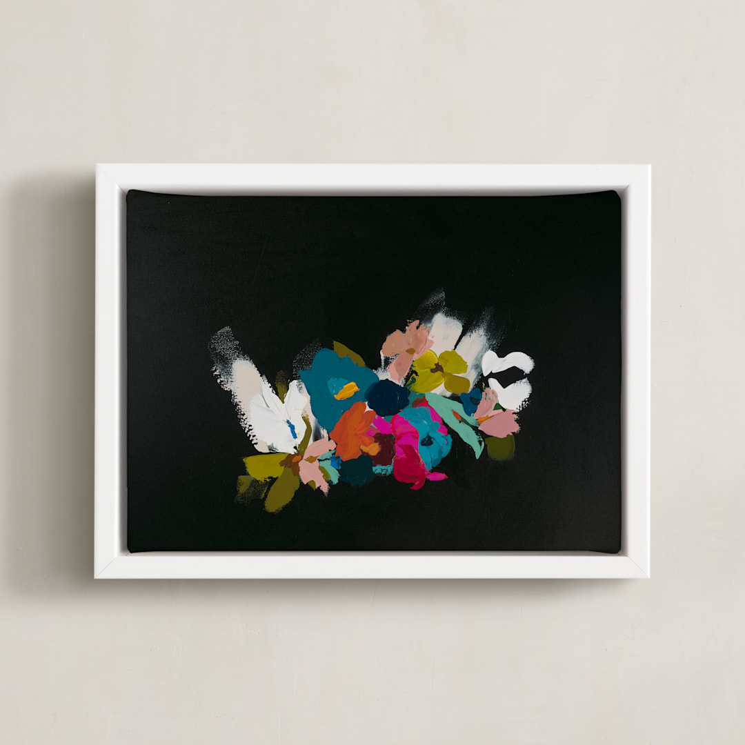 "Abstract Botanical Bouquet" - Art Print in Black by Caryn Owen - Framed Canvas