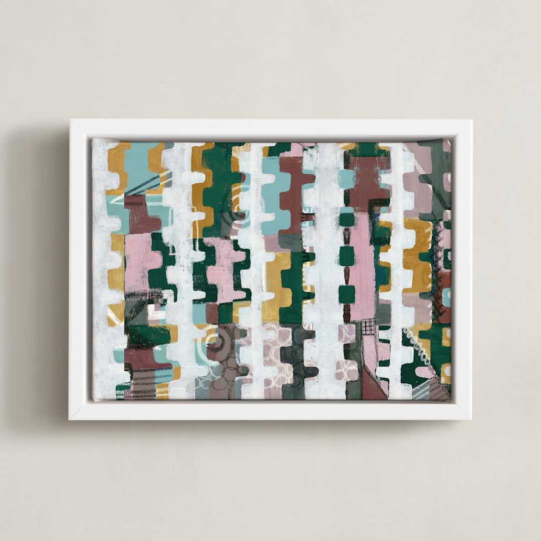 "Assemblage II" - Art Print in Assembled egg blue by Bethania Lima - Framed Canvas