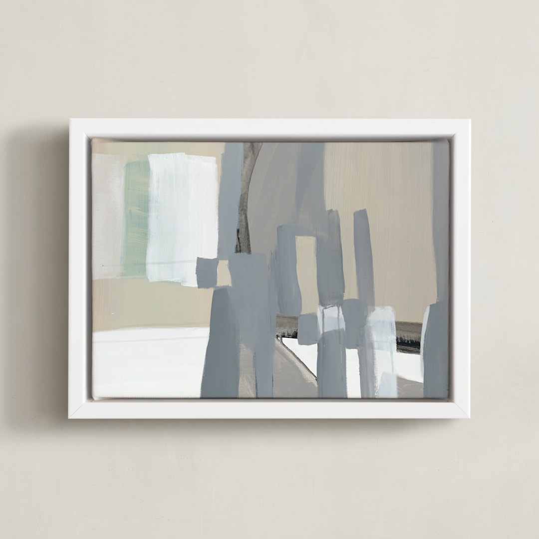 "Patchwork abstract" - Art Print in Neutral Linen by Betsyness Studio - Framed Canvas