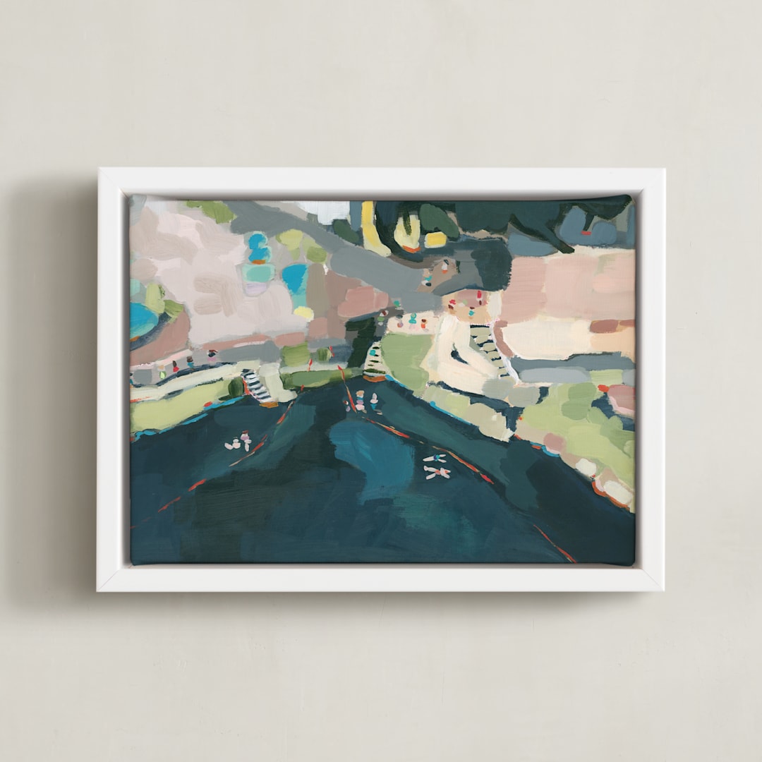 "Cenote" - Art Print in Mayan Blue by Rachel Mercier - Framed Canvas