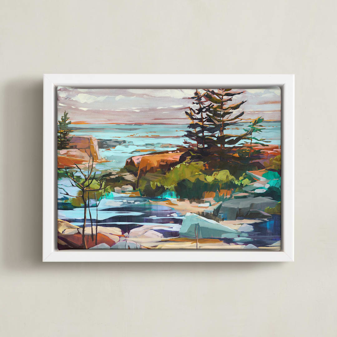 "For Shore" - Art Print in Lagoon by Jess Franks - Framed Canvas
