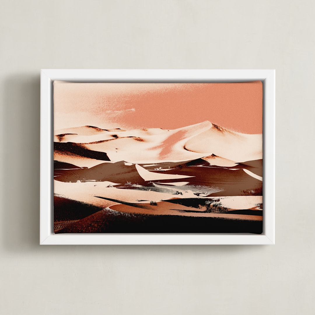 "Desert Sunset" - Art Print in Orange Sand by Theodor Suhi - Framed Canvas