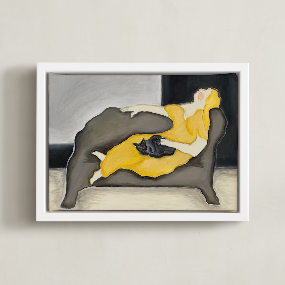 "Dreaming of Caramels" - Art Print in Deep yellow by Mary Ketch - Framed Canvas