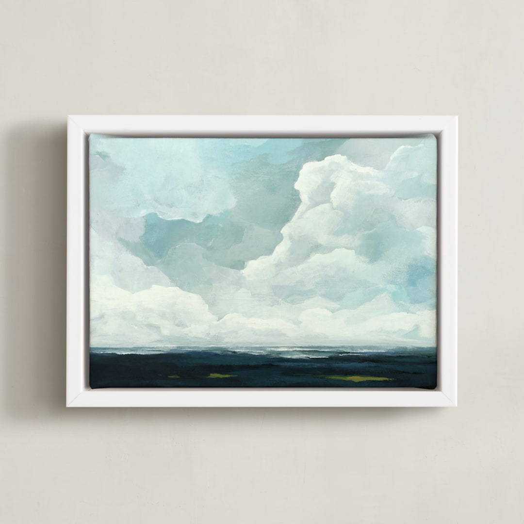 "Late in the Day" - Art Print in Slate Blue by Mya Bessette - Framed Canvas