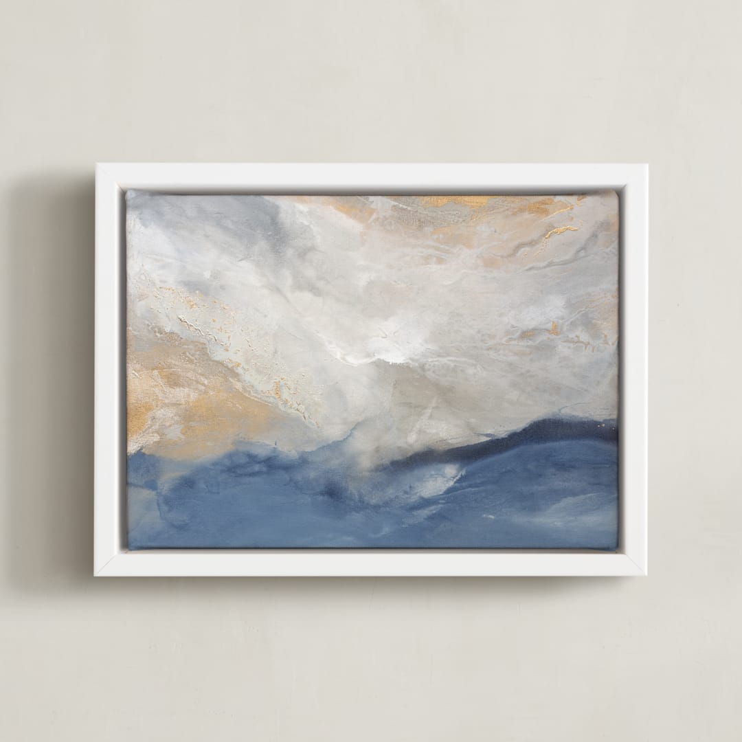 "Tangled Blue" - Art Print in Blue by Julia Contacessi - Framed Canvas