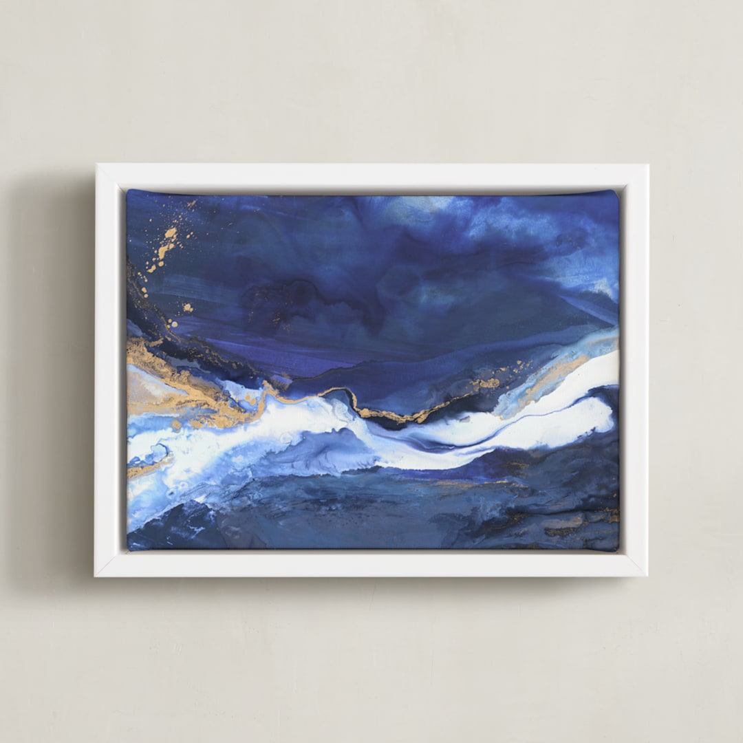 "Odyssey" - Art Print in Indigo by Julia Contacessi - Framed Canvas