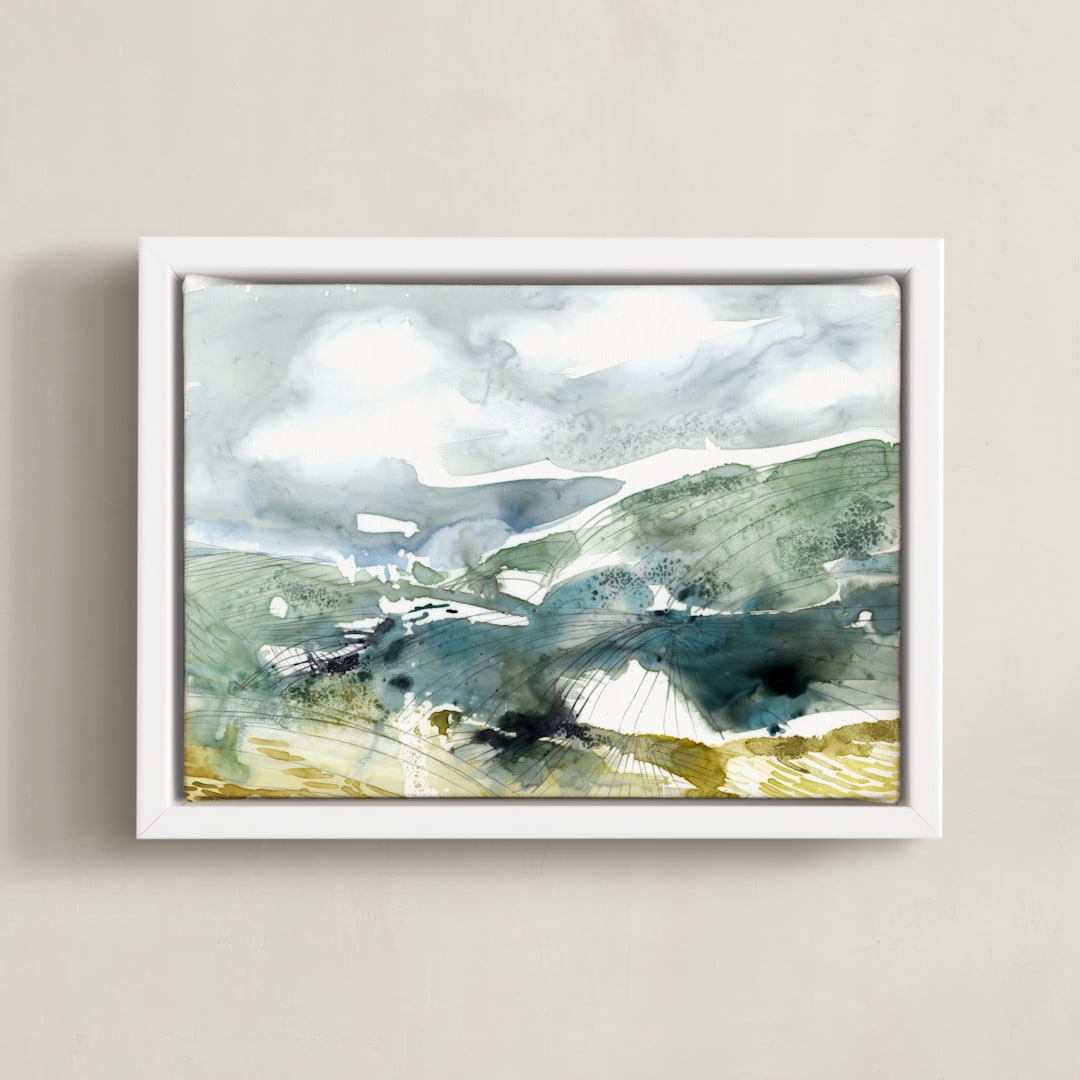 "Valley" - Art Print in Jade by Kelly Ventura - Framed Canvas
