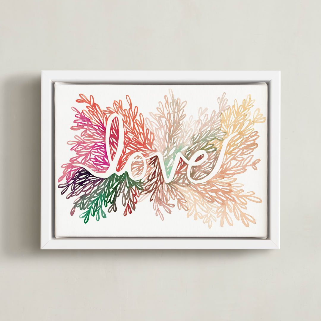 "Love" - Art Print in Blush by Kelly Ventura - Framed Canvas