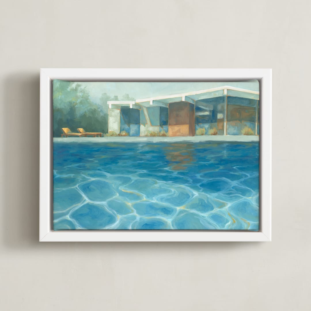 "Eichler Summer" - Art Print in Poolside by Laura Browning - Framed Canvas