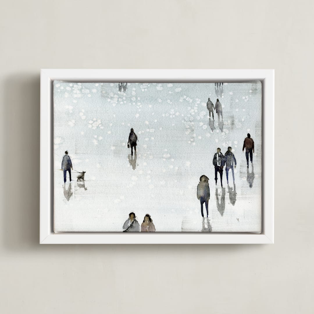 "Melancolia" - Art Print in Pale blue by Lulaloo - Framed Canvas