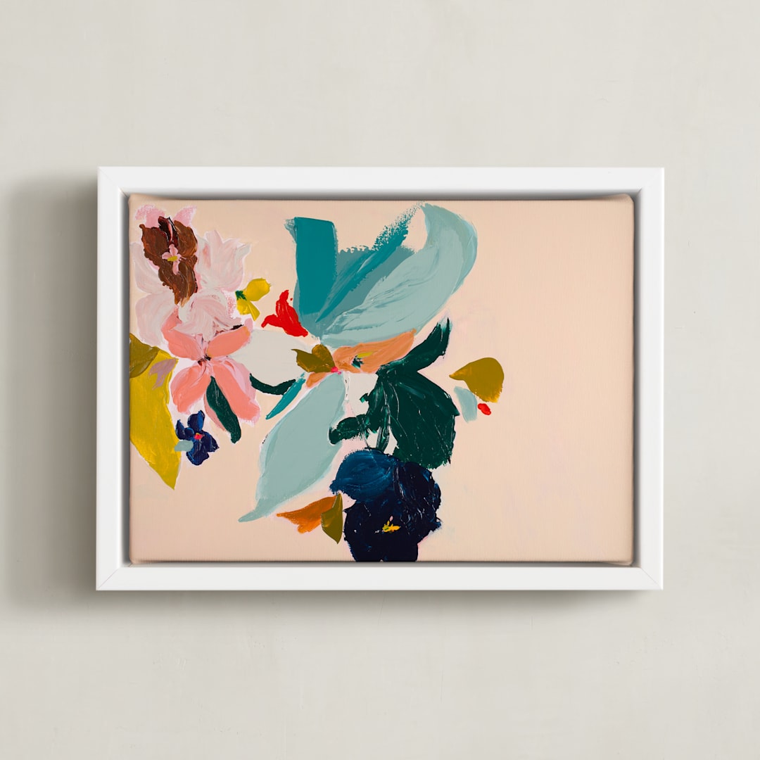 "Spring Botanical Series #3" - Art Print in Peach by Caryn Owen - Framed Canvas