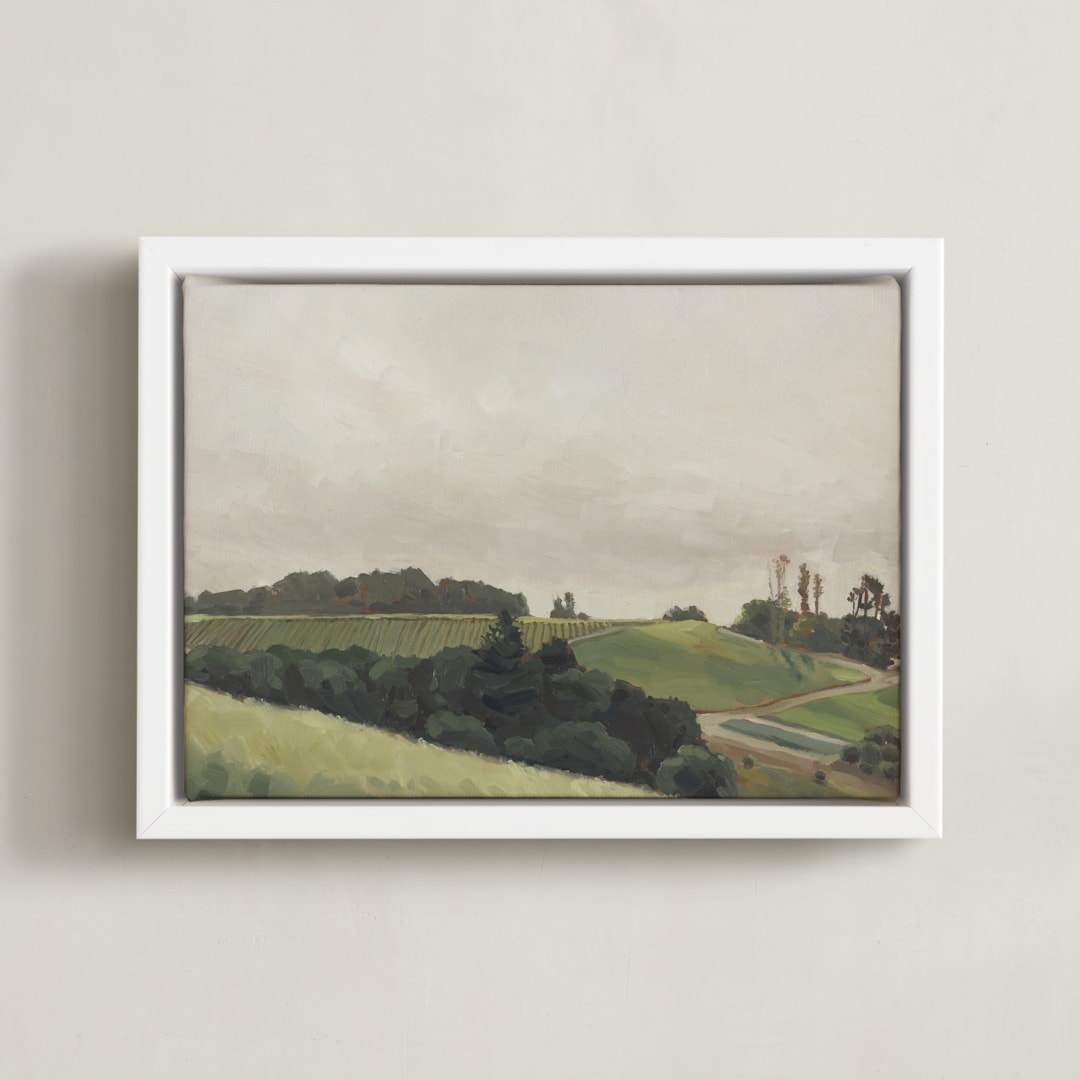 "Peaceful Vines" - Art Print in warm sky by Amanda Phelps - Framed Canvas