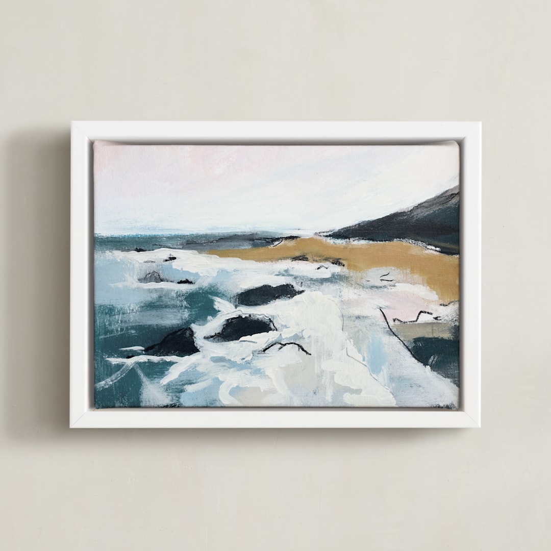 "Seafaring" - Art Print in sea mist blue by Shawnee Mills - Framed Canvas
