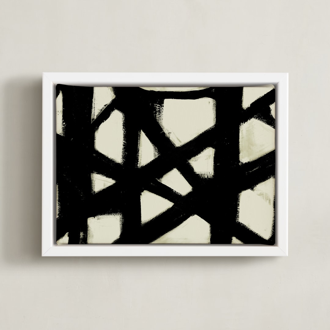 "Missed Connections" - Art Print in Black and White by Ilana Greenberg - Framed Canvas