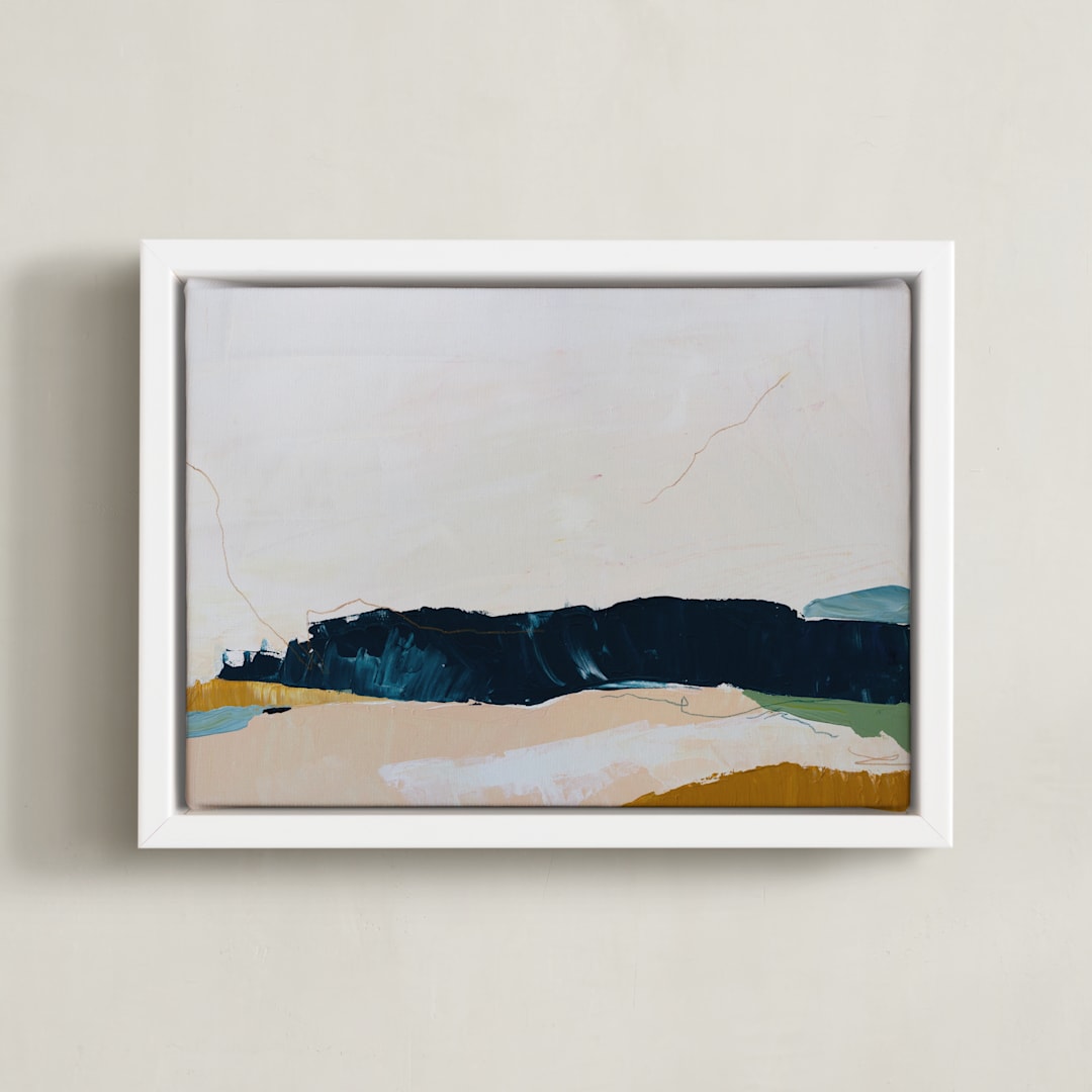 "Moving Mountains II" - Art Print in Dark Sky Blue by Kayla King - Framed Canvas