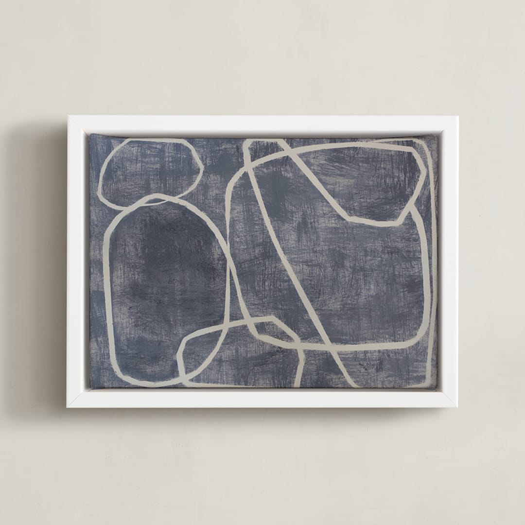 "Squiggles" - Art Print in Blue Grey by Camille Pietrow - Framed Canvas