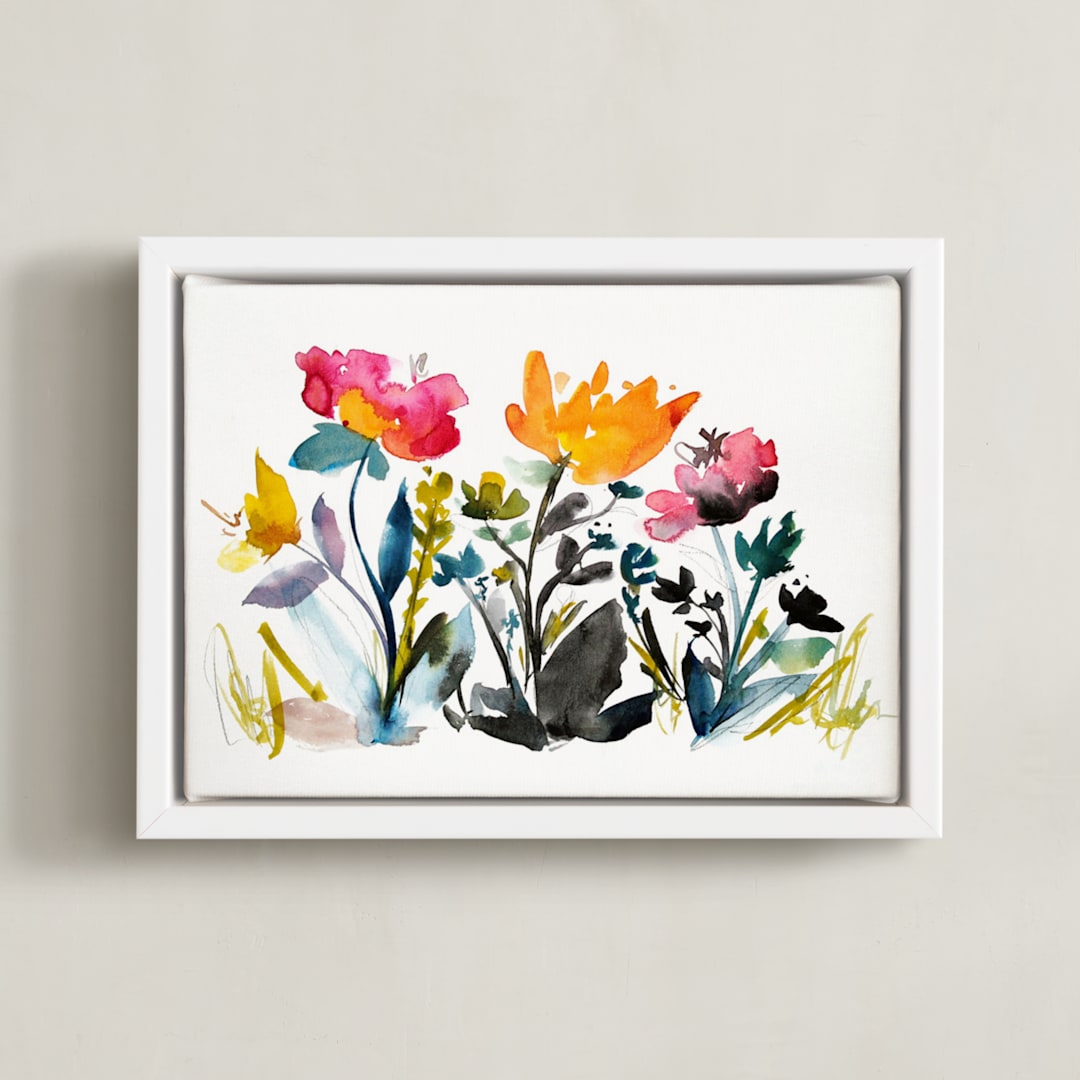 "island wildflowers no.2" - Art Print in gold poppy by Kiana Lee - Framed Canvas