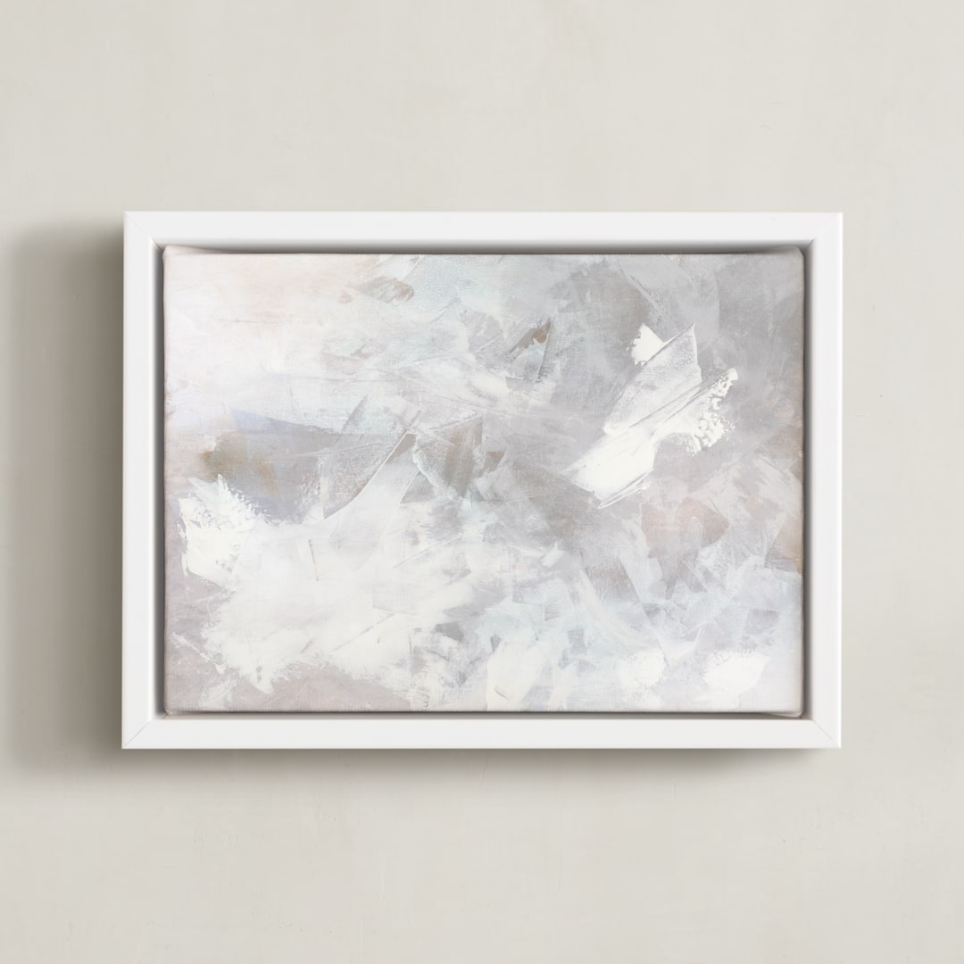 "Melody in White" - Art Print in white grey by Teodora Guererra - Framed Canvas
