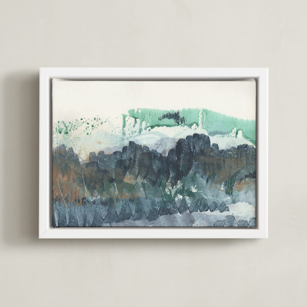 "Scape of the Land " - Art Print in Agate Blue by Jennifer Daily - Framed Canvas