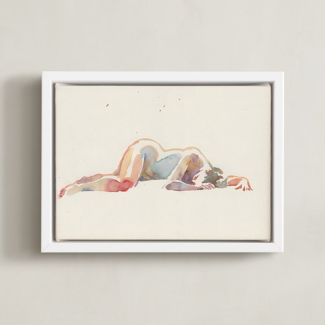 "Melancolia" - Art Print in nude pink by Catilustre - Framed Canvas