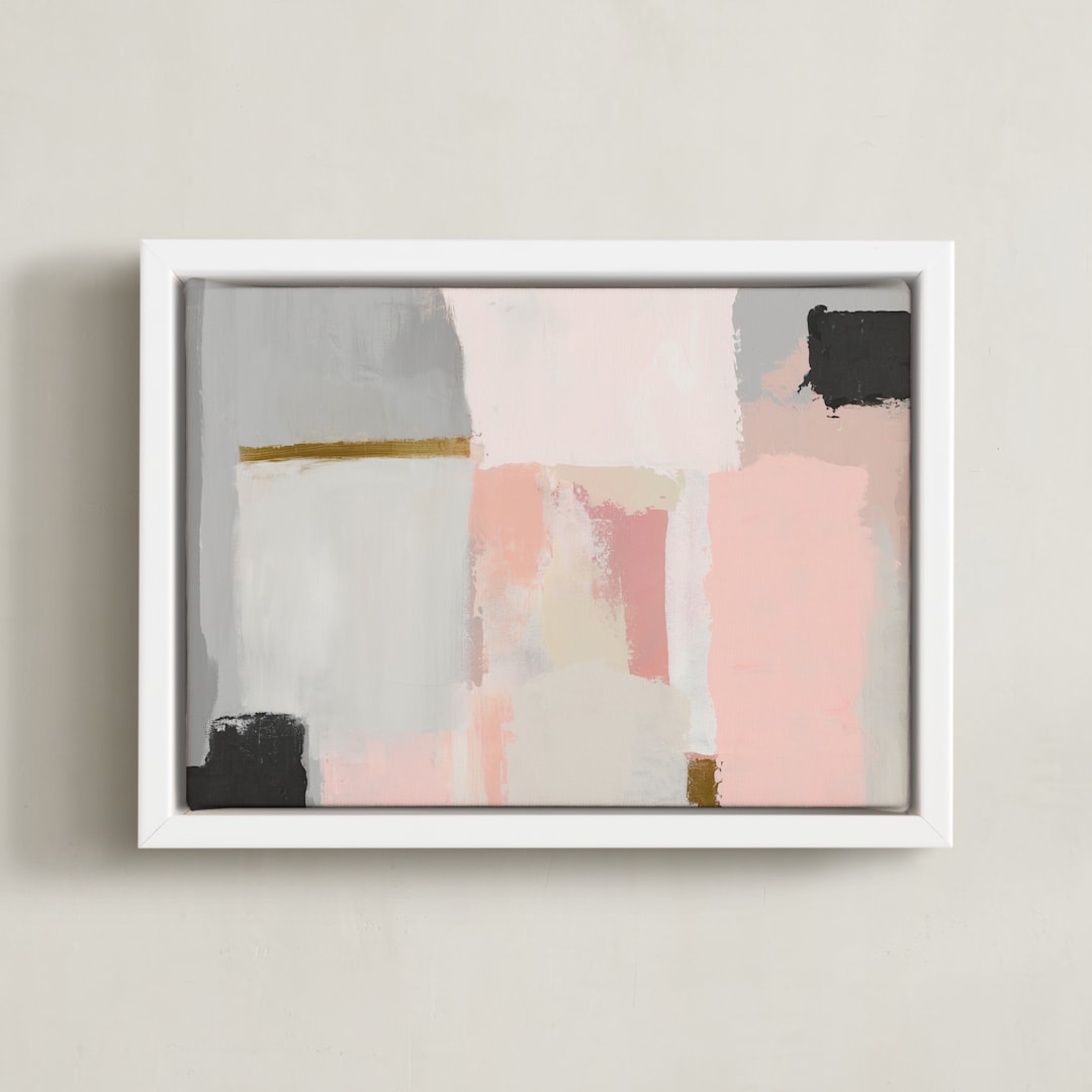 "atmospheric" - Art Print in Apricot by Amy Gray - Framed Canvas